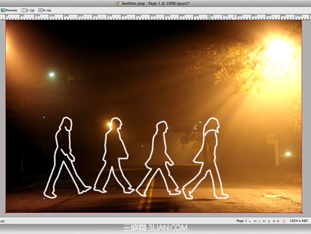 FireWorks制作人物暗夜里的光影涂鸦教程6
