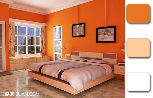 红橙黄的温情卧室7