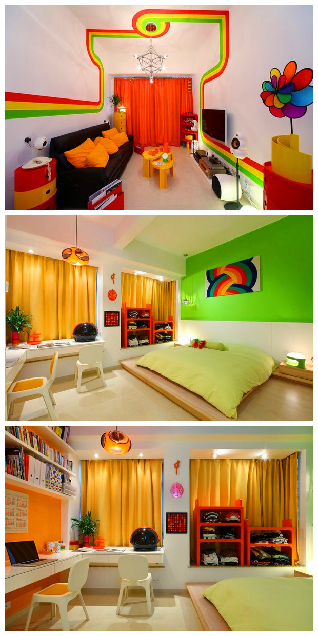 77平米彩虹之家，用色彩装点生活设计1