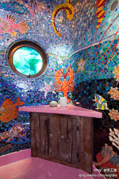 充满创意和艺术感的黄色潜水艇浴室1