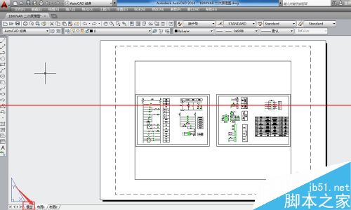 CAD2014怎么查看图纸打印效果？CAD模型空间与图纸空间切换介绍3