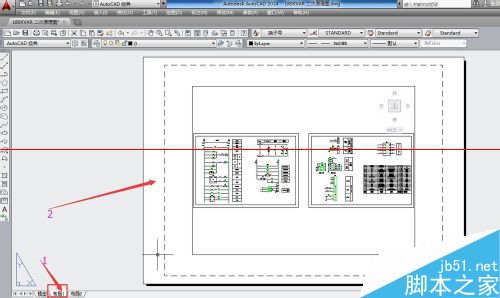 CAD2014怎么查看图纸打印效果？CAD模型空间与图纸空间切换介绍2