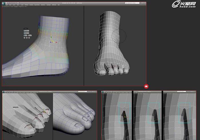 3DSMAX制作人体脚的建模3