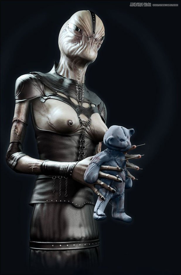 3DMAX制作手拿布娃娃的外星人1