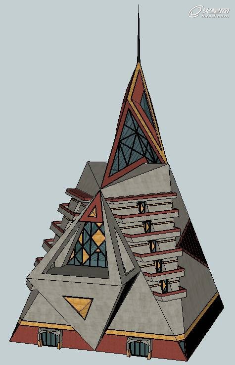 3DSMAX之金字塔建筑方案表现方法详解3