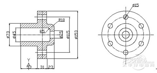 浩辰CAD机械教程之法兰轴类零件绘制1