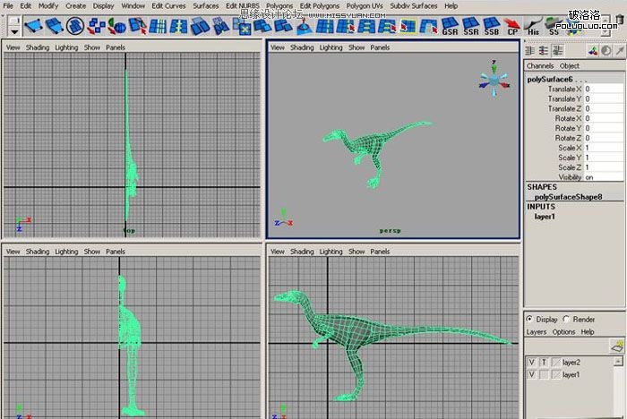Maya建模教程：制作真实的恐龙23