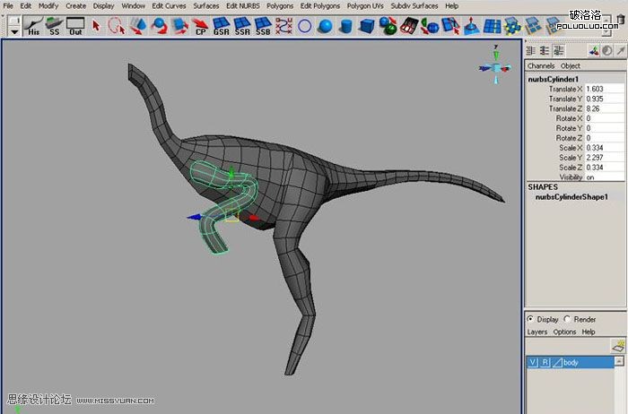 Maya建模教程：制作真实的恐龙10