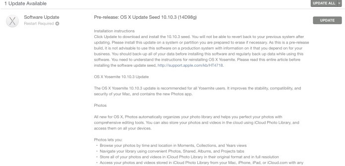 OS X Yosemite 10.10.3 Beta3开放1