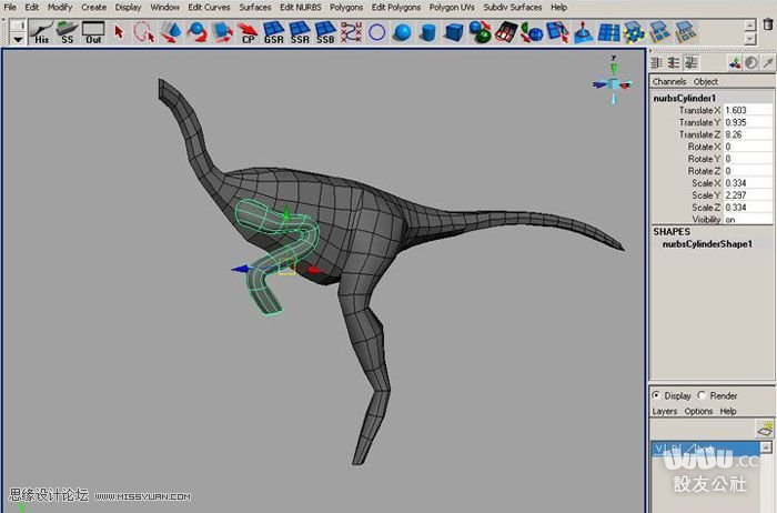 Maya制作真实的恐龙建模教程10