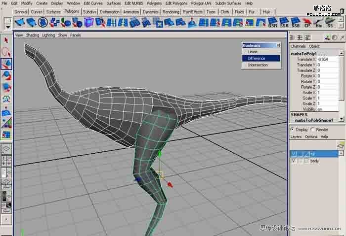 Maya建模教程：制作真实的恐龙9
