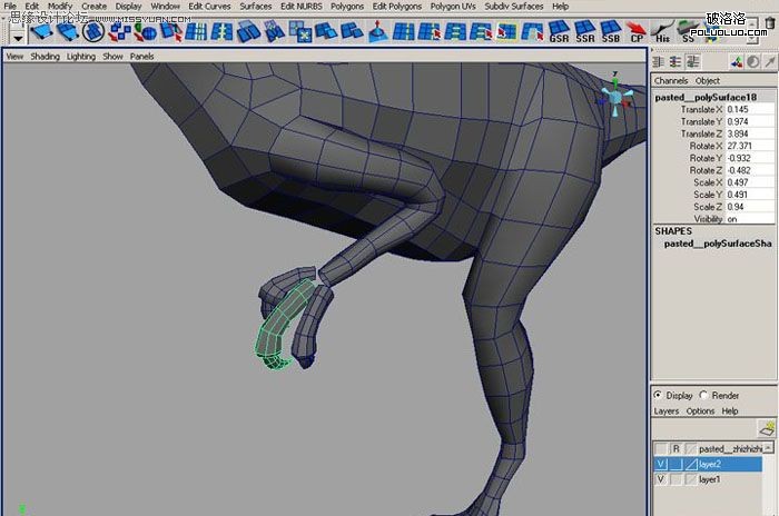 Maya建模教程：制作真实的恐龙20