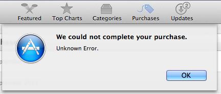 Mac App Store出现“未知错误”解决方法1