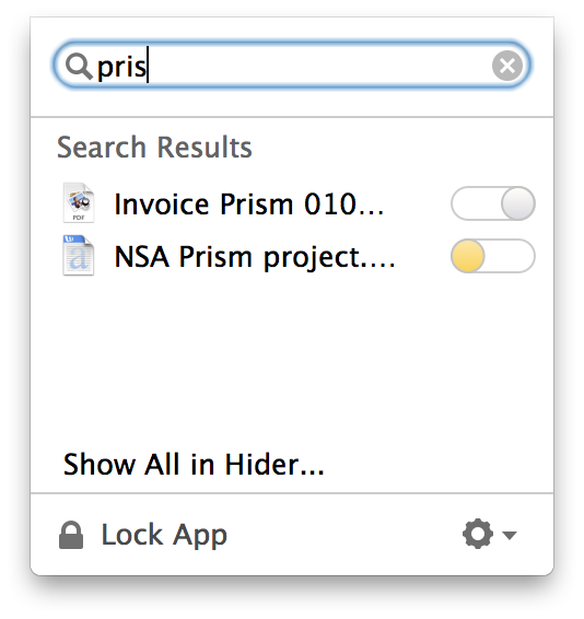 Hider 2在Mac上使文件隐藏6