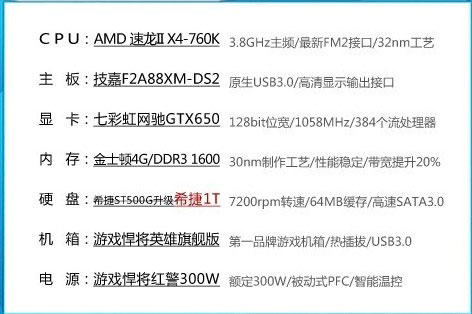 2499元AMD 760K四核独显台式主机电脑配置1