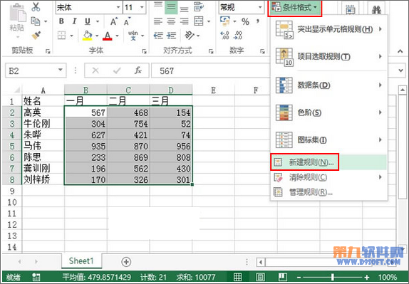 Excel2013教程 如何显示某数字范围的单元格1