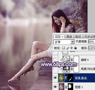 Photoshop打造柔美的中性冷色湖景美女图片34