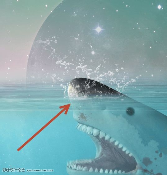 Photoshop合成章鱼岛渔夫出海钓鲨鱼教程27