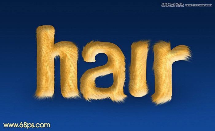 Photoshop使用涂抹和减淡工具制作毛发艺术字1