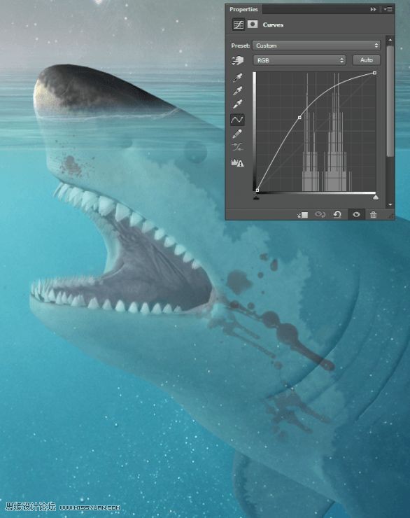 Photoshop合成章鱼岛渔夫出海钓鲨鱼教程24
