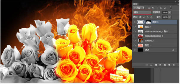 Photoshop制作火焰燃烧中的玫瑰效果13