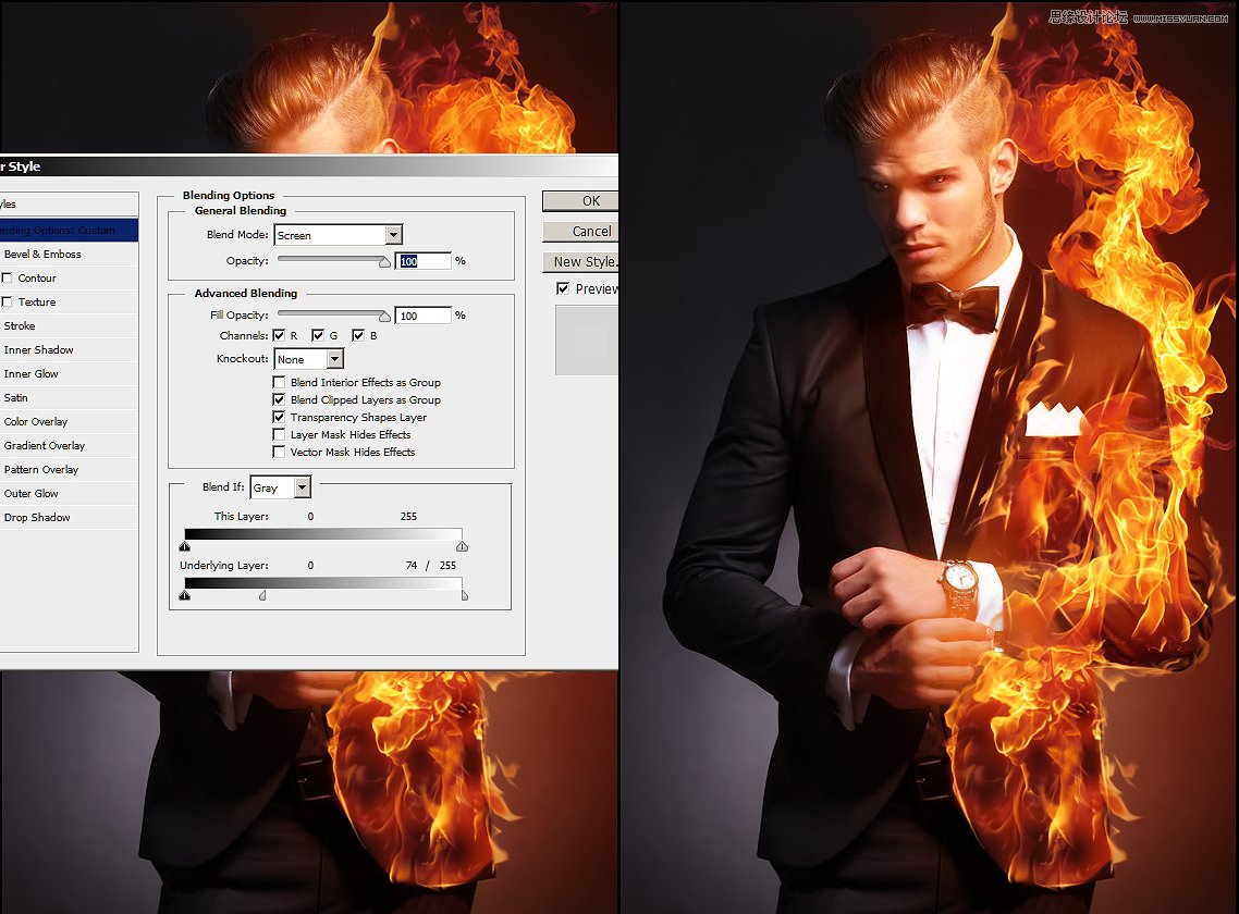Photoshop绘制超酷人像火焰燃烧效果18
