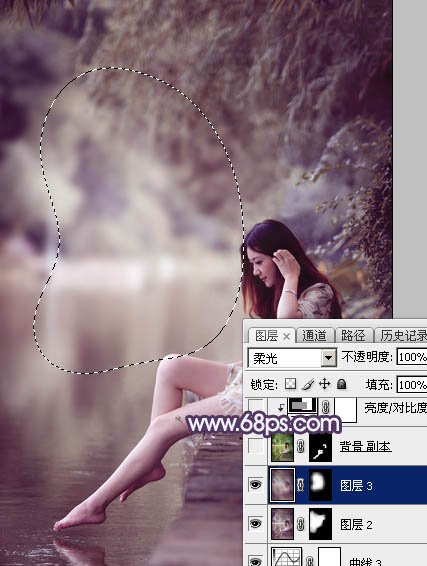 Photoshop打造柔美的中性冷色湖景美女图片33