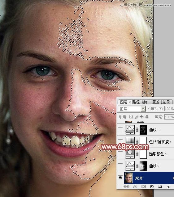 Photoshop怎么使用通道法给满脸雀斑的女人磨皮4