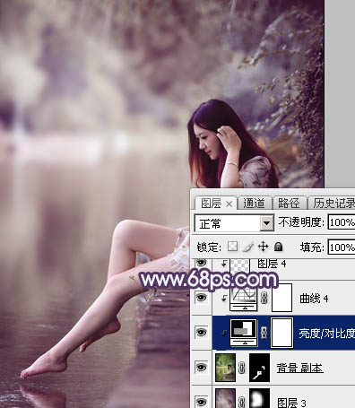 Photoshop打造柔美的中性冷色湖景美女图片35