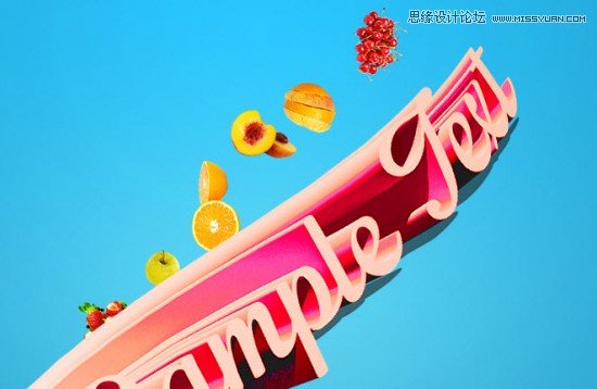 Photoshop制作水果装饰效果3D艺术字20