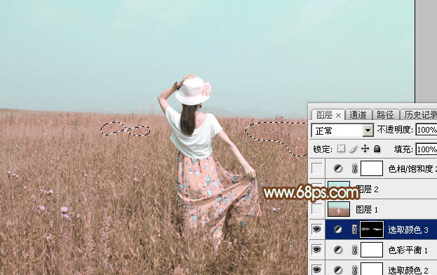 Photoshop打造韩系淡粉色草原人物图片23