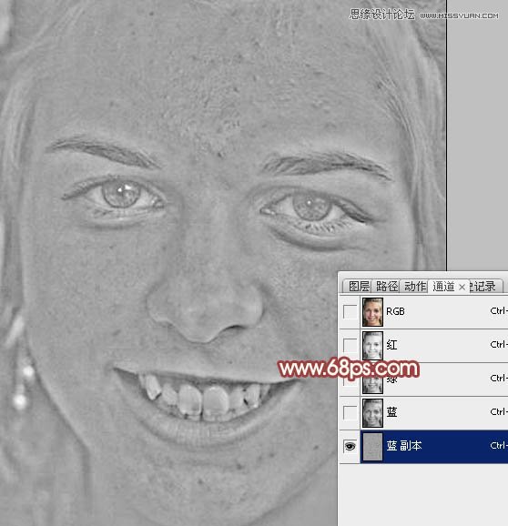 Photoshop怎么使用通道法给满脸雀斑的女人磨皮15