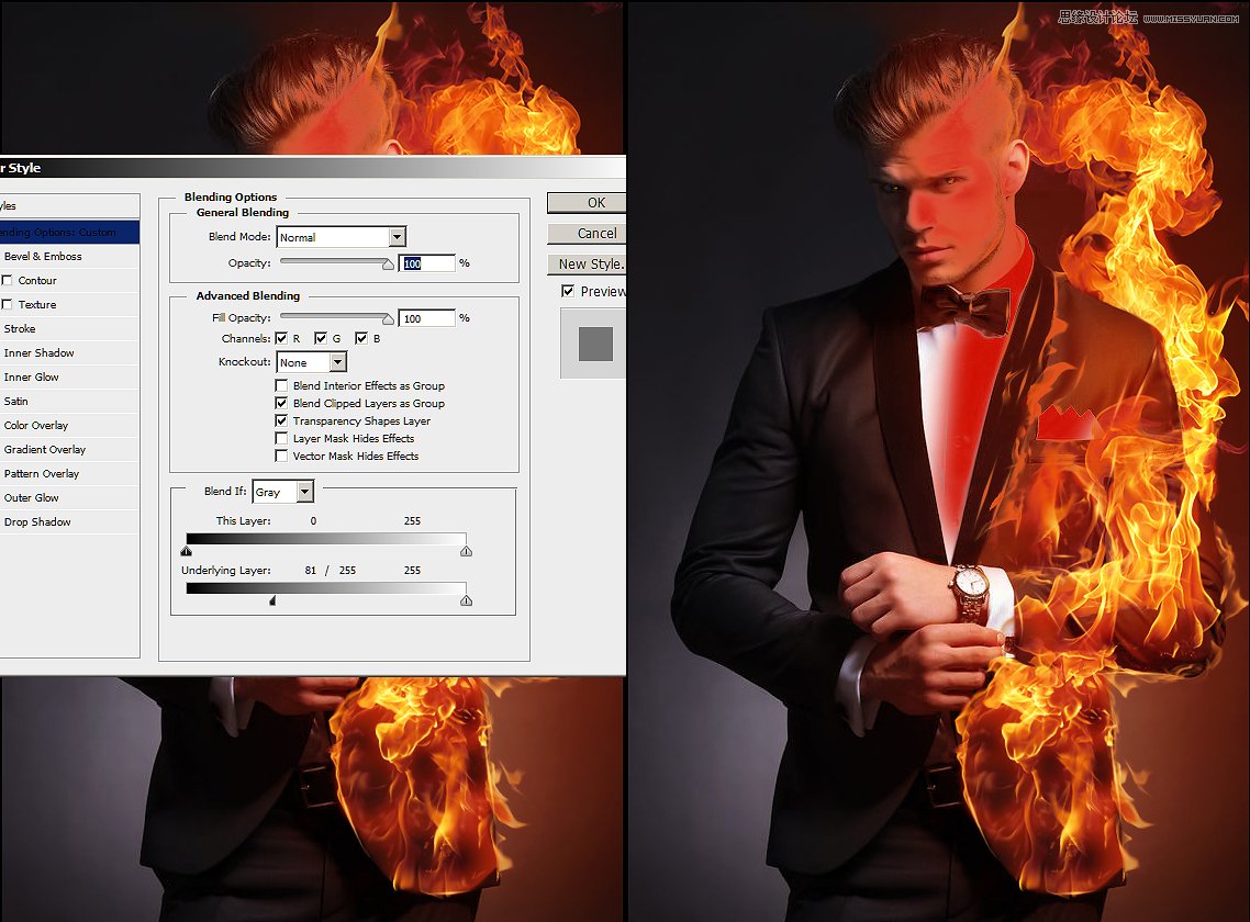 Photoshop绘制超酷人像火焰燃烧效果17