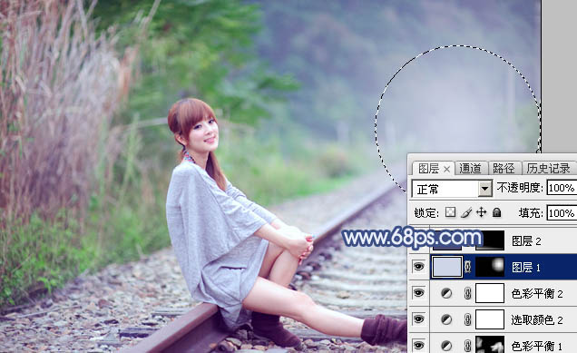 Photoshop打造清爽的韩系蓝绿色春季外景人物图片23