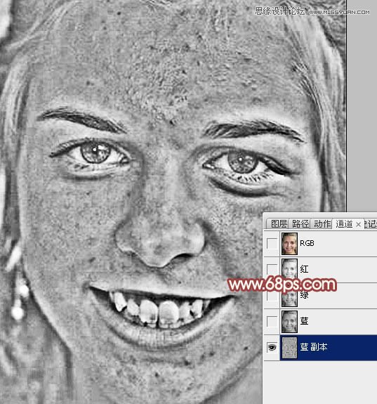 Photoshop怎么使用通道法给满脸雀斑的女人磨皮17