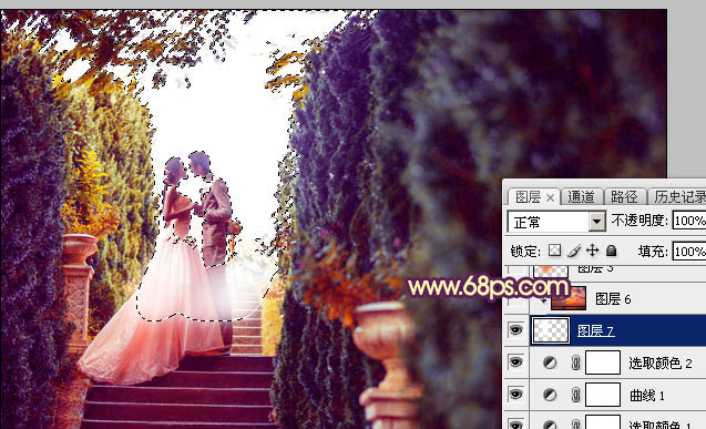 Photoshop给阶梯上的情侣加上华丽的霞光色22