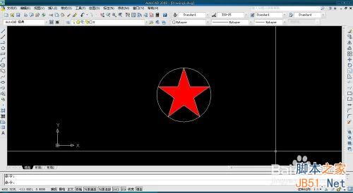 AutoCAD用圆、线和正多边形工具画平面五角星1
