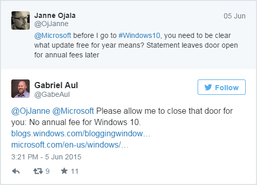 Windows 10不会收取年费 微软负责人Gabriel Aul承诺2