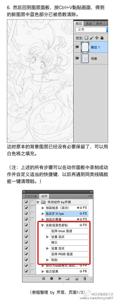 巧用Photoshop中的“通道”面板清理和抽取手绘线稿的方法3