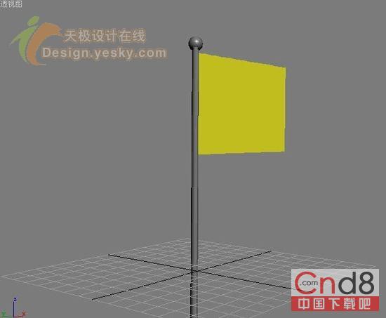 3Ds MAX制作金属旗杆与飘动的旗帜1