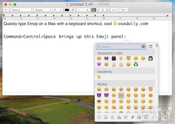 Mac中快速调出Emoji表情的界面方法1
