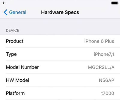 iPhone6s越狱后查看硬件规格方法1