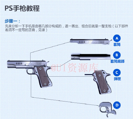 PS绘制设计简易手枪图标2