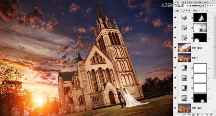 Photoshop结合LR给婚纱照添加天空后期特效5