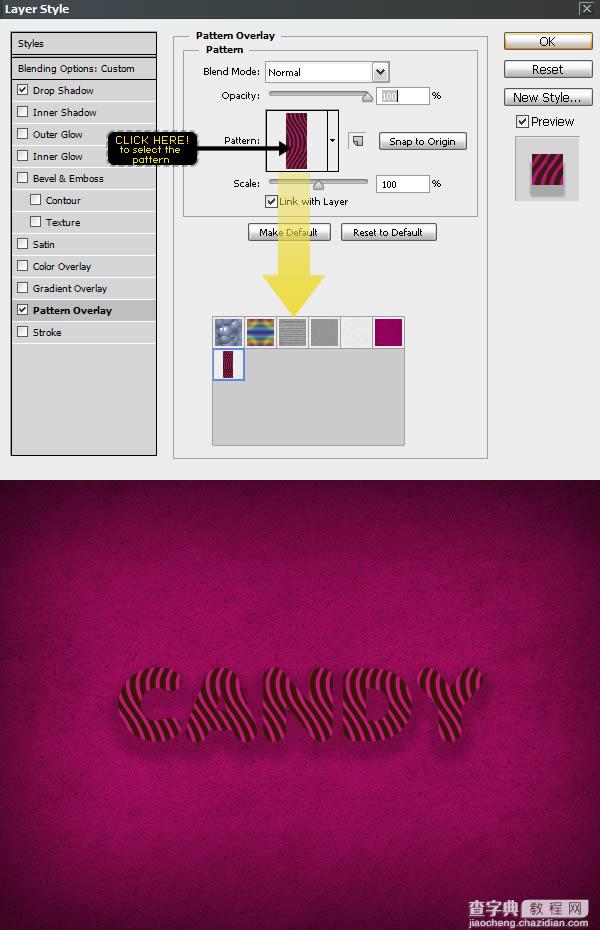 利用图层样式及图案制作剔透的紫色糖果字9