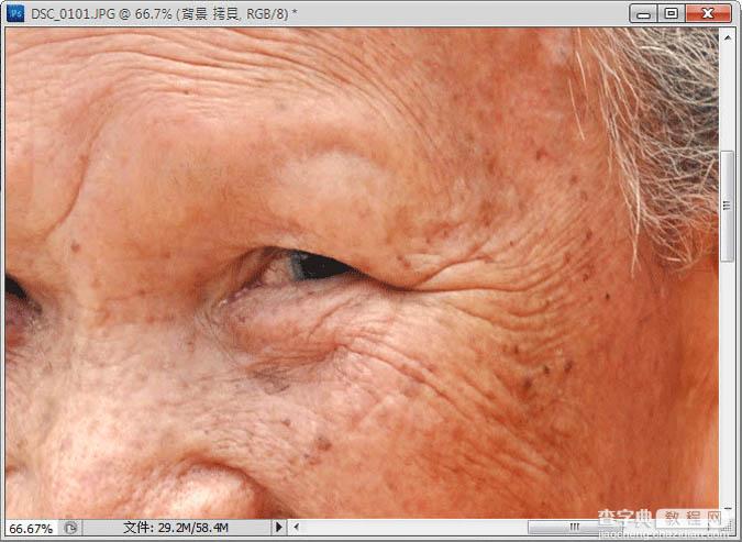 利用PS修复画笔快速减少老年人脸部的皱纹7