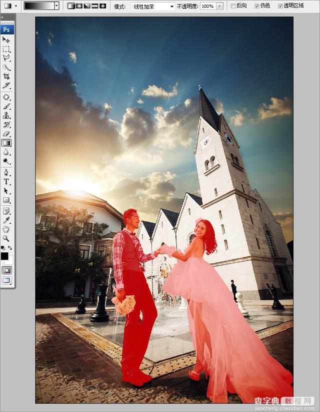 Photoshop给外景婚纱照片添加背景虚化效果5