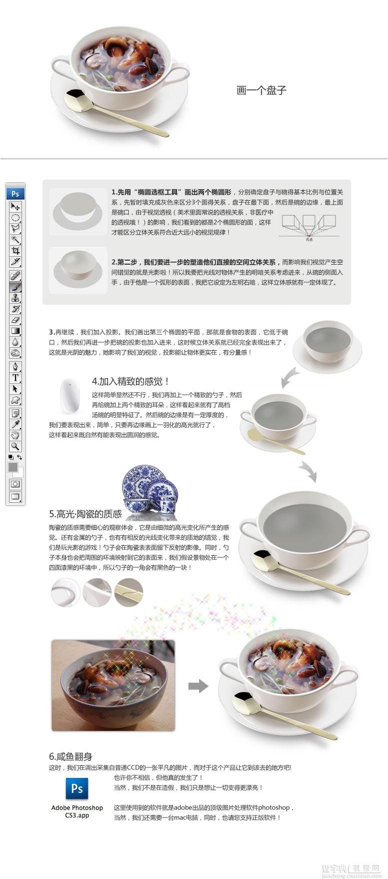 PHOTOSHOP鼠绘光亮的白色陶瓷碗碟1