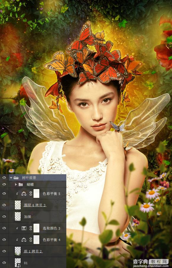 Photoshop合成梦幻唯美的丛林蝶仙子教程11