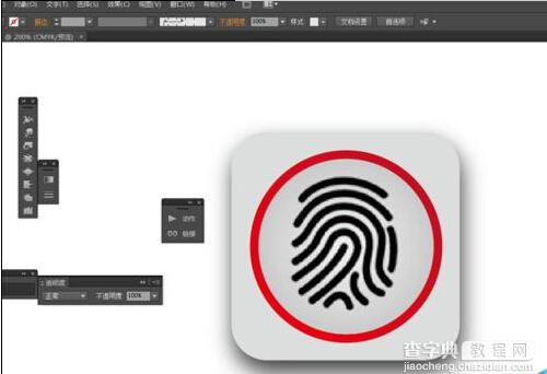 AI怎么绘制带指纹识别的按钮图标?12